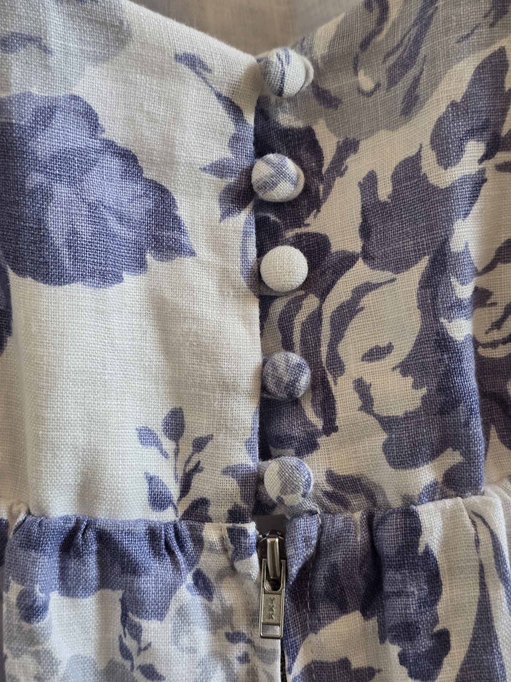 Reformation Bucatini Linen Midi Dress in Blue/White Lucerne Floral Print. Sz 10 - Picture 7 of 9